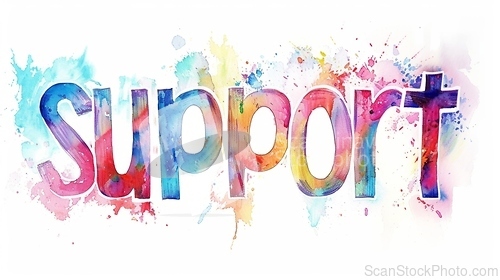 Image of The Word Support created in Watercolor and Ink Collage.