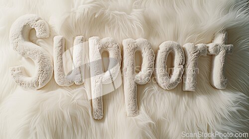 Image of White Fur Support concept creative horizontal art poster.