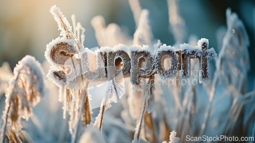 Image of Winter Support concept creative horizontal art poster.