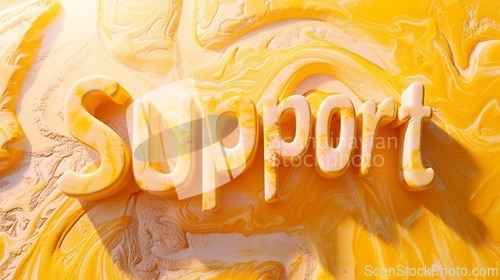 Image of Yellow Marble Support concept creative horizontal art poster.