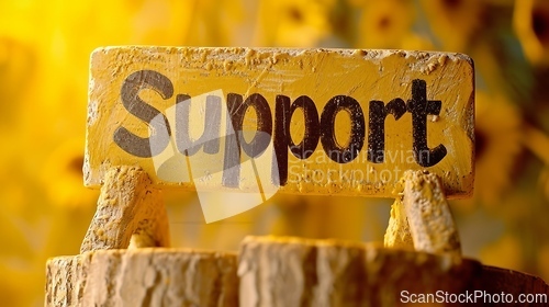 Image of Yellow Marble Support concept creative horizontal art poster.