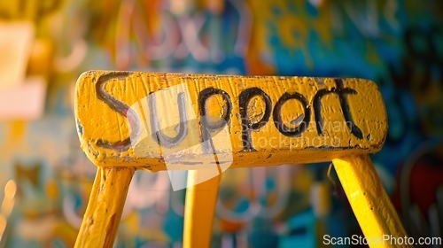 Image of Yellow Support concept creative horizontal art poster.