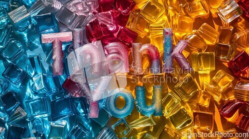 Image of Colorful Glass Thank you concept creative art poster.
