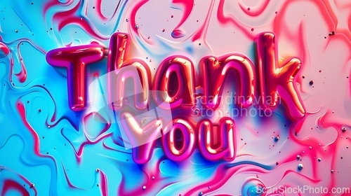 Image of Colorful Glossy Surface Thank you concept creative art poster.