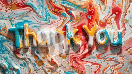 Image of Colorful Marble Thank you concept creative art poster.