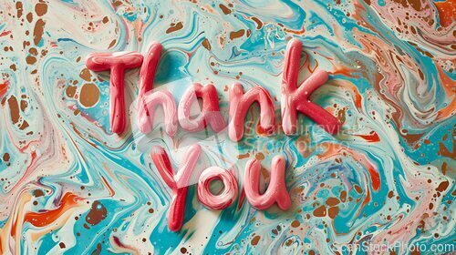 Image of Colorful Marble Thank you concept creative art poster.