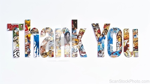 Image of Words Thank You created in Collage Typography.