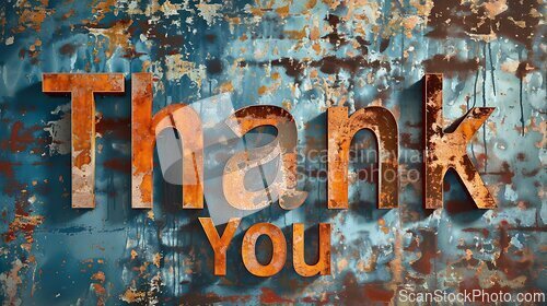 Image of Copper Patina Thank you concept creative art poster.