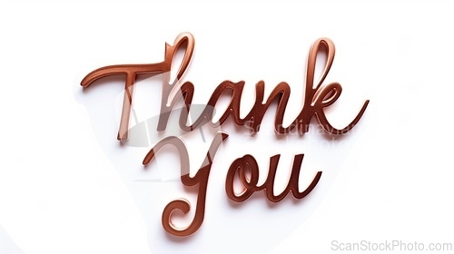 Image of Words Thank You created in Copperplate Calligraphy.