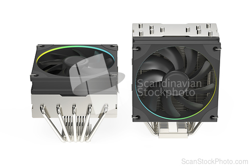 Image of Different types of computer processor coolers