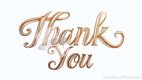 Image of Words Thank You created in Copperplate Calligraphy.