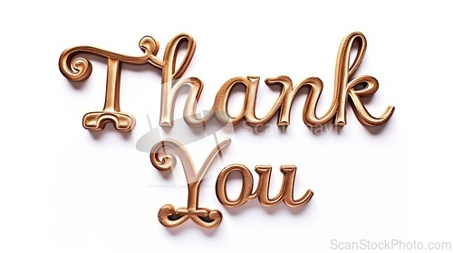 Image of Words Thank You created in Copperplate Calligraphy.