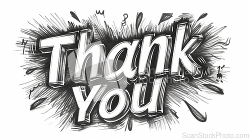 Image of Words Thank You created in Charcoal Sketch.