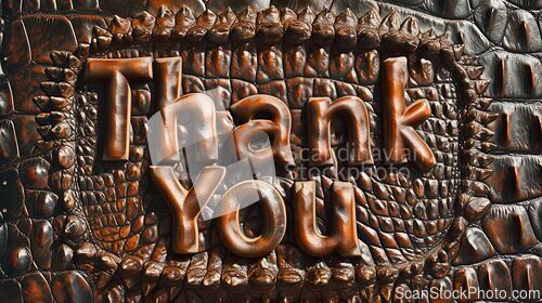Image of Crocodile Skin Thank you concept creative art poster.