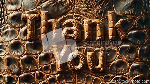 Image of Crocodile Skin Thank you concept creative art poster.