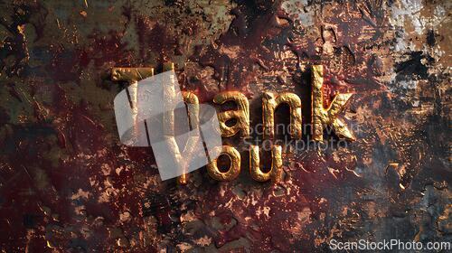 Image of Antique Gold Thank you concept creative art poster.