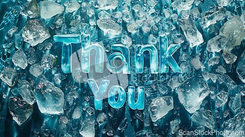 Image of Aquamarine Crystal Thank you concept creative art poster.