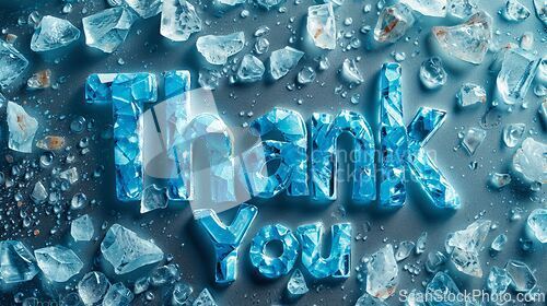 Image of Aquamarine Crystal Thank you concept creative art poster.