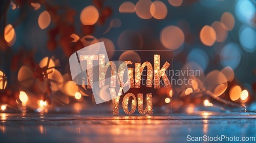 Image of Backlighting Thank you concept creative art poster.