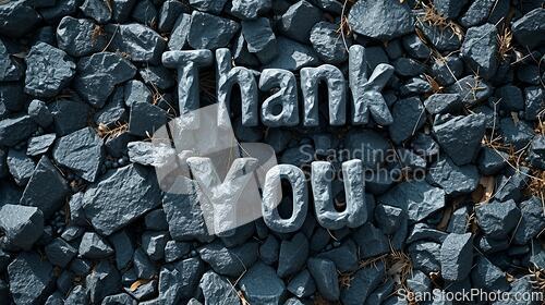 Image of Basalt Stone Thank you concept creative art poster.