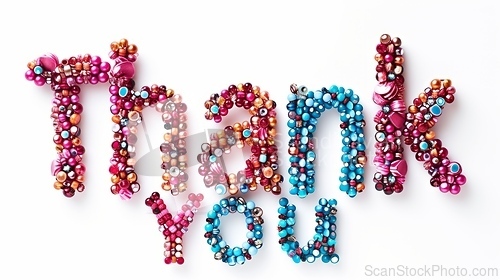 Image of Words Thank You created in Beaded Lettering.