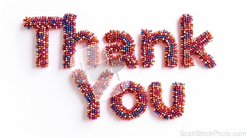 Image of Words Thank You created in Beaded Lettering.