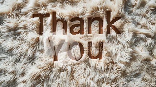Image of Beige Fur Thank you concept creative art poster.