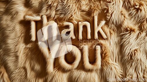Image of Beige Fur Thank you concept creative art poster.