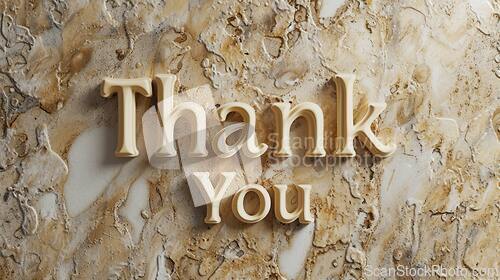 Image of Beige Marble Thank you concept creative art poster.
