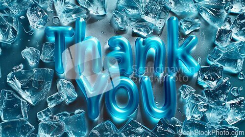 Image of Blue Glass Thank you concept creative art poster.