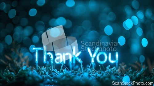 Image of Blue LED Thank you concept creative art poster.