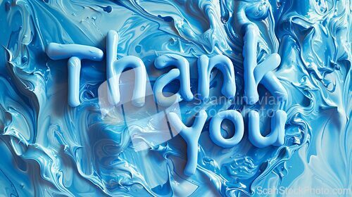 Image of Blue Slime Thank you concept creative art poster.