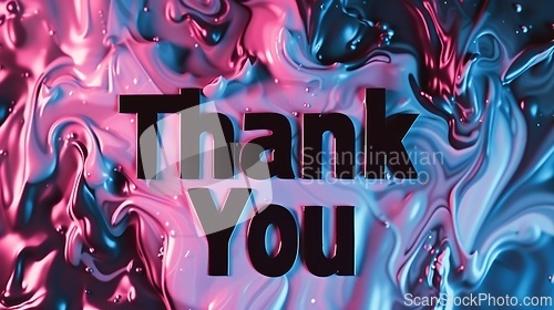 Image of Black Glossy Surface Thank you concept creative art poster.