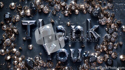 Image of Black Diamond Crystal Thank you concept creative art poster.
