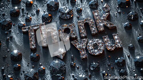 Image of Black Diamond Crystal Thank you concept creative art poster.