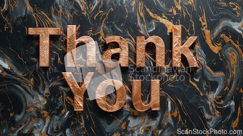 Image of Black Marble Thank you concept creative art poster.