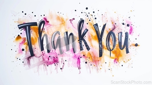 Image of Words Thank You created in Brush Calligraphy.