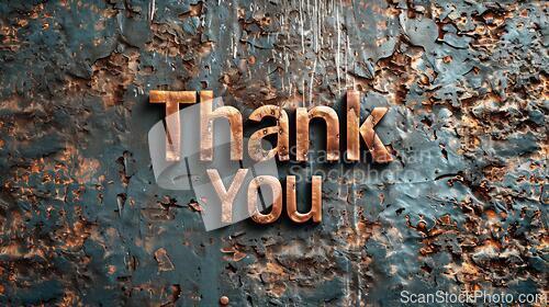 Image of Bronze Thank you concept creative art poster.