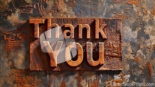 Image of Bronze Thank you concept creative art poster.