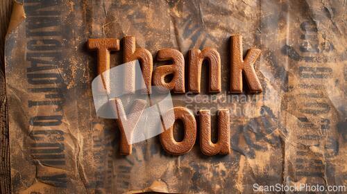 Image of Brown Thank you concept creative art poster.