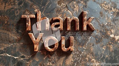 Image of Brown Marble Thank you concept creative art poster.