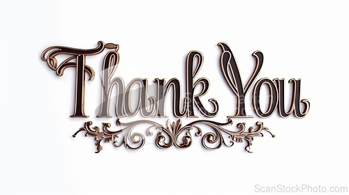Image of Words Thank You created in Gothic Calligraphy.