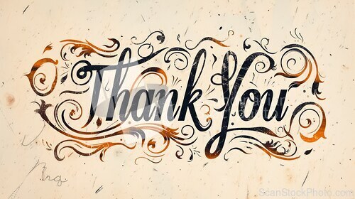 Image of Words Thank You created in Gothic Calligraphy.