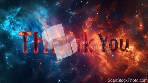 Image of Galaxy Thank you concept creative art poster.