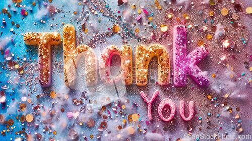 Image of Glitter Thank you concept creative art poster.