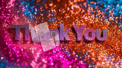 Image of Glitter Thank you concept creative art poster.