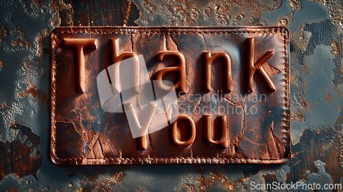 Image of Glossy Leather Thank you concept creative art poster.