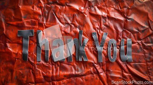Image of Glossy Leather Thank you concept creative art poster.