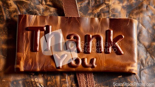 Image of Glossy Leather Thank you concept creative art poster.