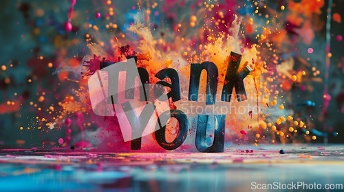 Image of Glossy Surface Thank you concept creative art poster.